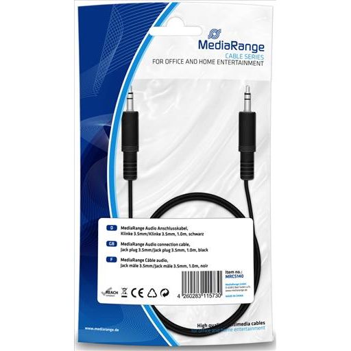 MEDIARANGE JACK TO JACK 3,5MM CABLE