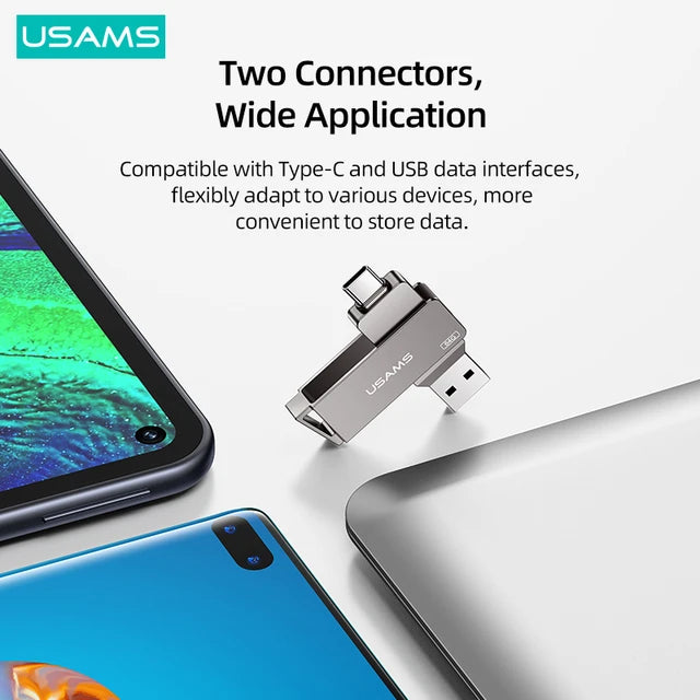 Usams ZB199 32GB USB 3.0 Stick with Connection USB-A & USB-C Black