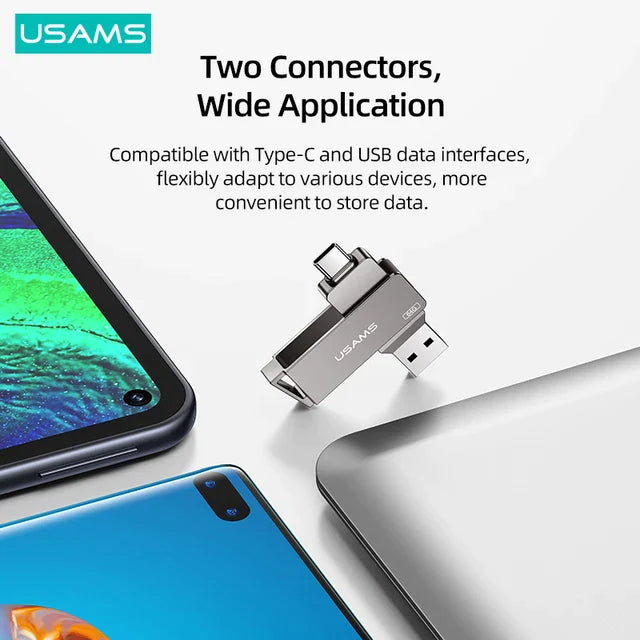 Usams ZB200 64GB USB 3.0 Stick with Connection USB-A & USB-C Black
