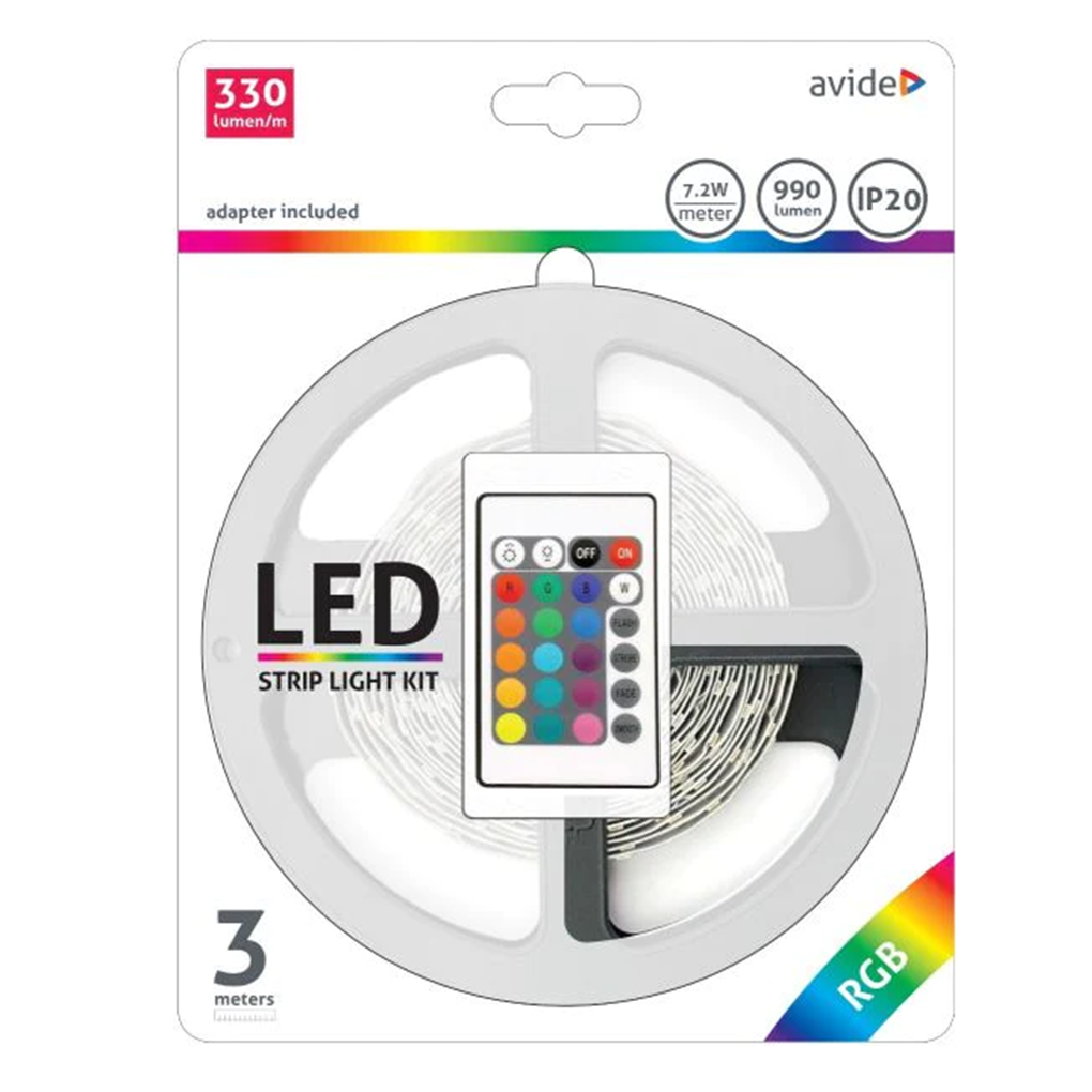 Avide LED Strip Blister 12V 7.2W SMD5050 30LED RGB IP20 3m
