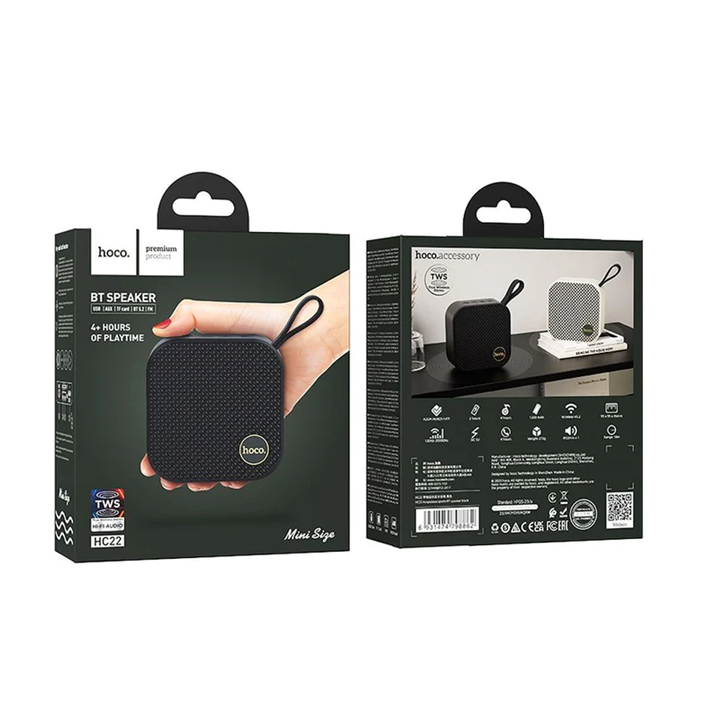 Ηχείο Bluetooth Hoco HC22 Κάρτα TF / FM / TWS (Μαύρο)