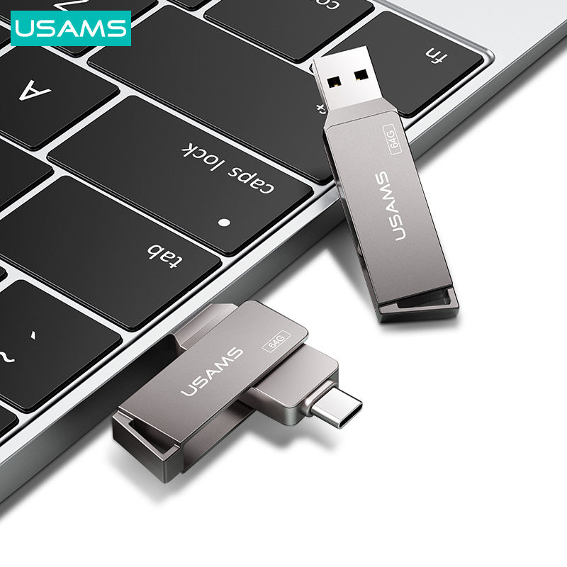 Usams ZB200 64GB USB 3.0 Stick with Connection USB-A & USB-C Black