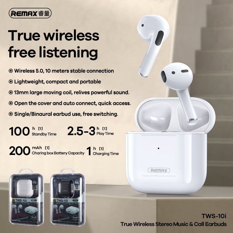 REMAX TWS-10I TRUE WIRELESS 5.1 STEREO MUSIC EARBUDS