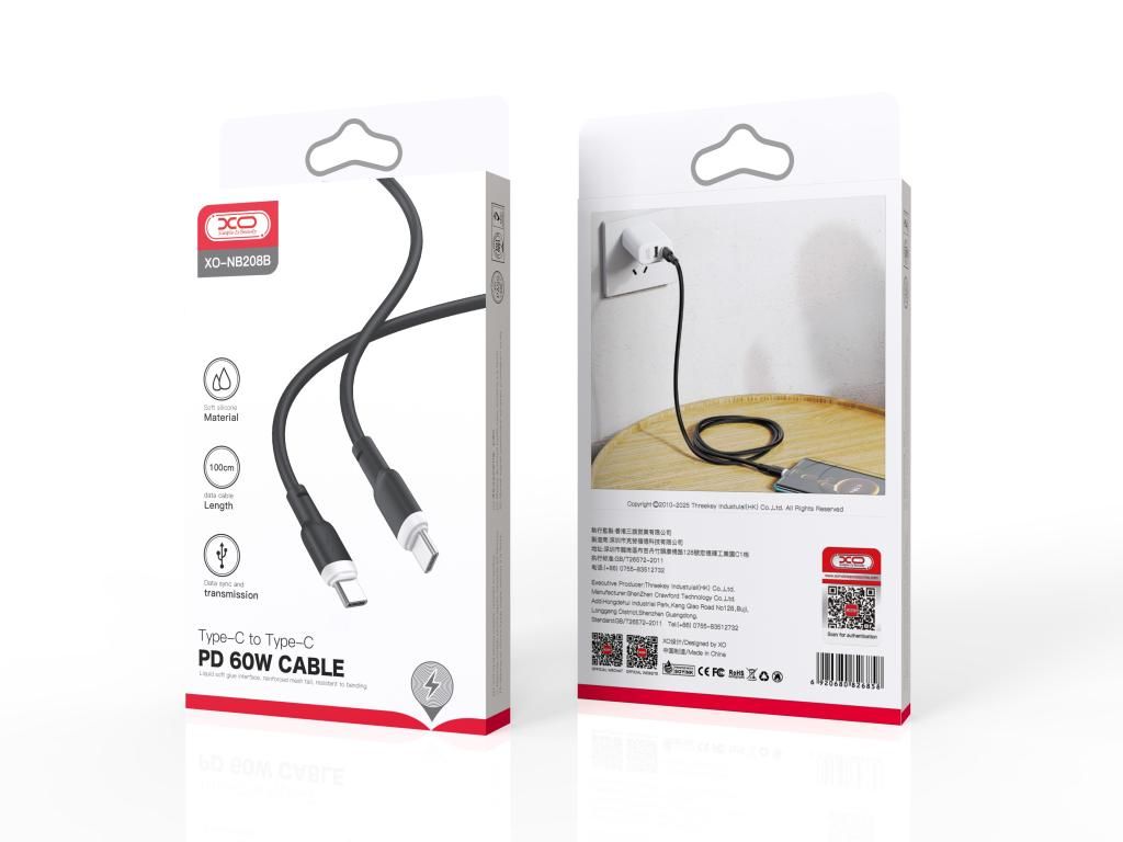 XO Type-C To Type-C 60W Charging Cable Black