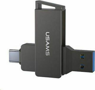 Usams ZB200 64GB USB 3.0 Stick with Connection USB-A & USB-C Black